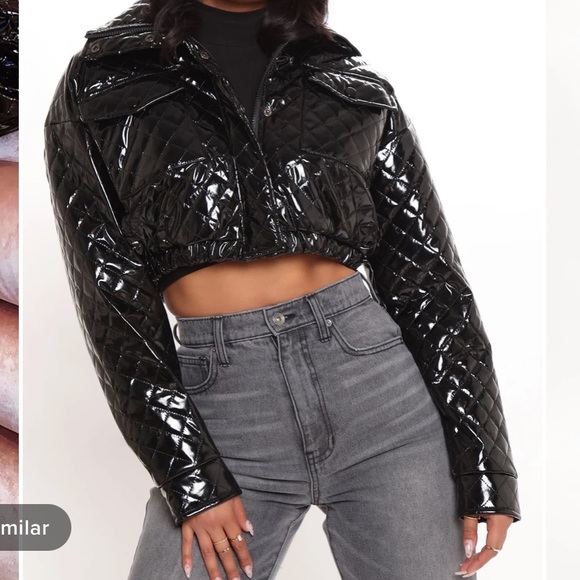 Cropped Faux Leather Jacket - Picture 2 of 7